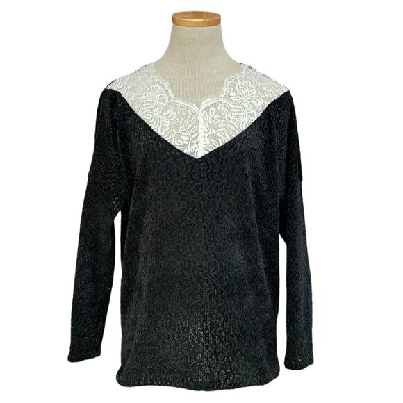 Miss U Top NWT Lovely Lace with Black Comfiness Blouse Size Medium M - Picture 1 of 15